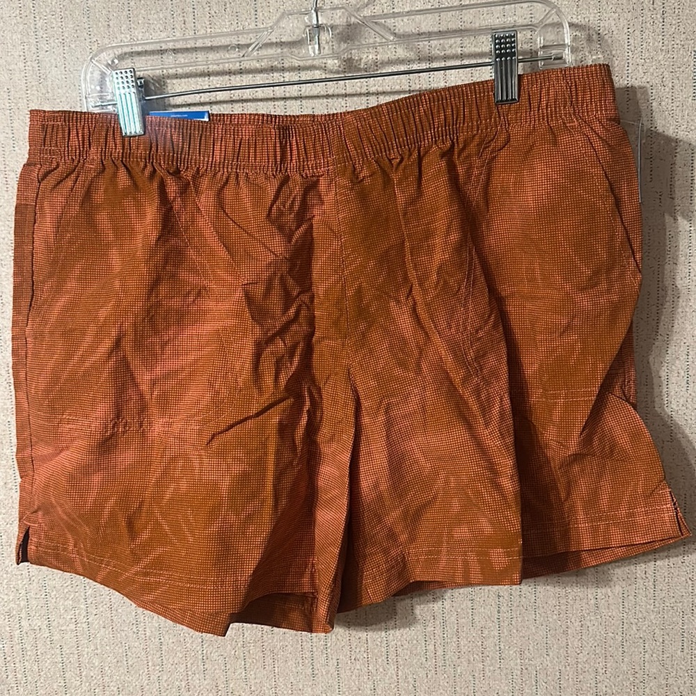 COLUMBIA WOMEN'S SANDY RIVER II PRINTED SHORTS: ORANGE/BROWN: NWT: SZ L